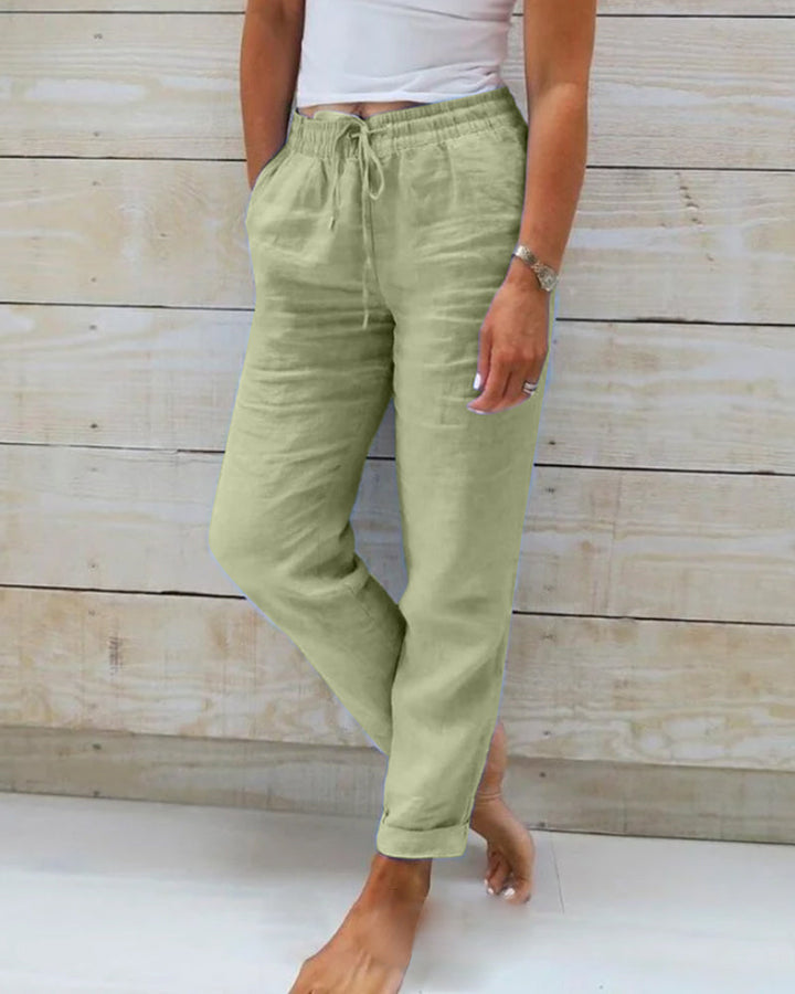 Monica™ | Elasticated Cotton And Linen Pants