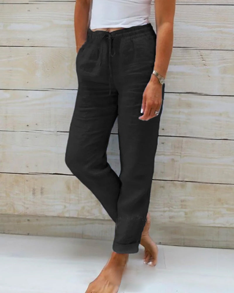 Monica™ | Elasticated Cotton And Linen Pants