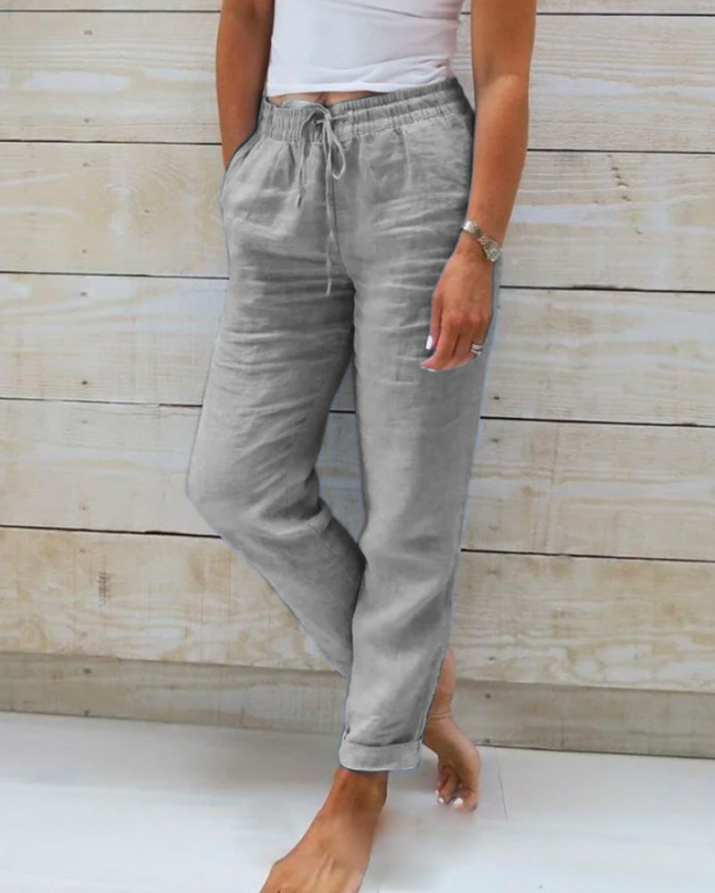 Monica™ | Elasticated Cotton And Linen Pants